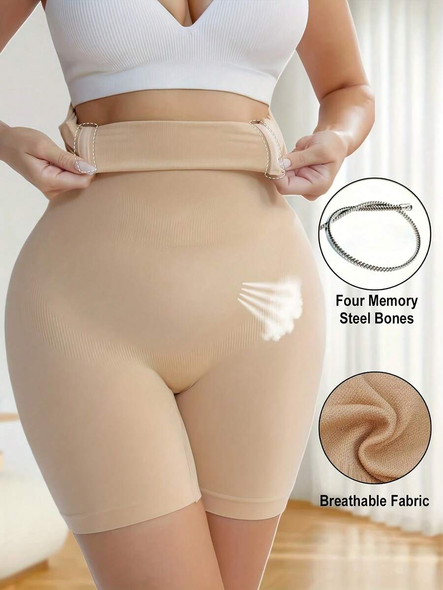 1pc Women's High-Waisted Tummy Control Butt Lifting Shaping Shorts - Opaque Heavy-Duty Compression Underwear, Postpartum Belly, Workout & Everyday Pants, Washable (No Padding) - 黑色 - 查看 1