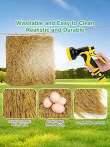 1个/2个鸡窝垫 - 可水洗易清洁，逼真耐用，采用优质合成PE材料制成，表面柔软舒适，适合产蛋母鸡，是保护鸡蛋免受损坏的理想选择，用途广泛，是家禽理想的筑巢材料。