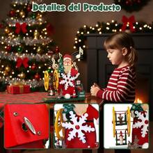 Figura de Santa Claus, Caja de Música de Cuerda 23 cm, Molino de Viento Giratorio, Regalo de Navidad, Coleccionables, Adornos, para Familia, Amigo y Niño - rojo y verde - Ver 12