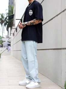 29 Black Denim Casual Wide Leg Loose Pants With Pockets, Urban Style For Men, Suitable As A Gift For Husband Or Boyfriend - Rửa nhẹ - Xem 6