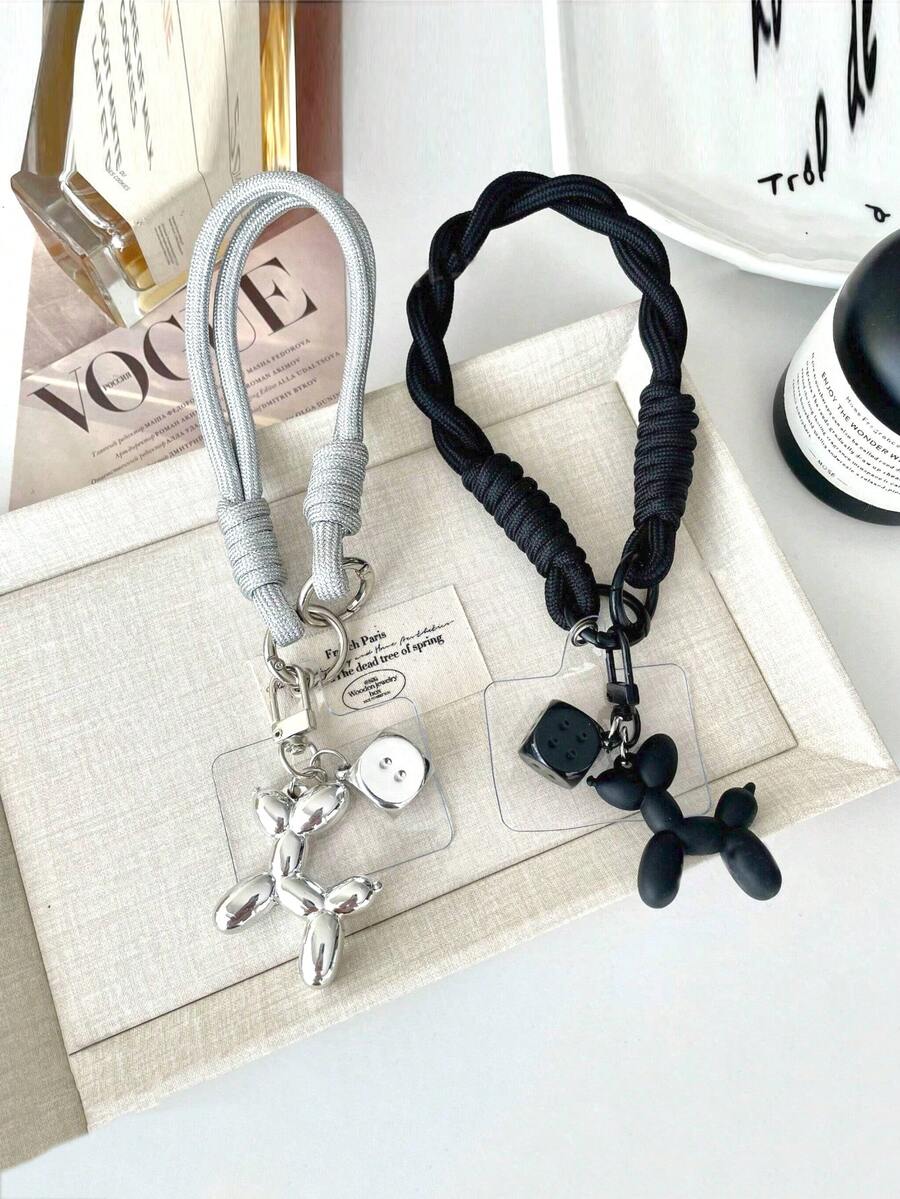 1pc/2pcs Dice Balloon Dog Phone Lanyard Wristband, Cute Phone Strap With Rope, Phone Charm Strap, Suitable For Universal Phone Cases DIY Detachable Pad, Unisex Portable Anti-Lost Anti-Drop Wrist Strap, Keychain Compatible With Android And Most Smartphone,Gifts For Mother, Family, Friends, Birthday, Holiday Phone Chain - Multicolor - View 1