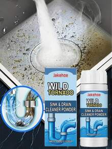 1 Pack Powerful Drain Cleaner Powder - Unclogs Kitchen And Bathroom Sinks, Toilets - Removes Grease And Debris - Essential Household Cleaning Item - Powdery - View 1