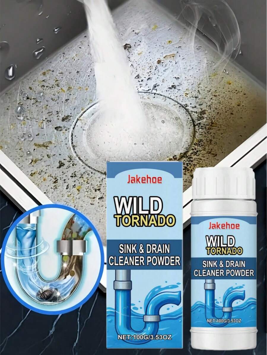 1 Pack Powerful Drain Cleaner Powder - Unclogs Kitchen And Bathroom Sinks, Toilets - Removes Grease And Debris - Essential Household Cleaning Item - Powdery - View 1