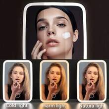 New Large Rechargeable Makeup Mirror, 3-Color Lighting, Touch Screen Dimmable, Portable Beauty Mirror, Desktop LED Folding Vanity Mirror, Home & Travel Use, USB Charging, Suitable As Room Decor, Valentine's Day, Mother's Day, Birthday Gift