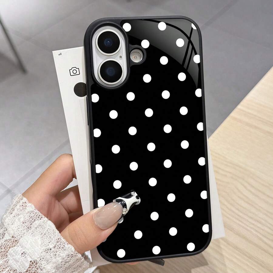 黑色底白色波点亮面手机壳，兼容苹果 11/11 Pro/11 Pro Max、12/12 Pro/12 Pro Max、13/13 Pro/13 Pro Max、14/14 Pro/14 Pro Max、15/15 Pro/15 Pro Max、16/16 Pro/16 Pro Max、17/17 Pro/17 Pro Max 以及三星 Galaxy S21/S21+/S21 Ultra、Galaxy S22/S22+/S22 Ultra、Galaxy S23/S23+/S23 Ultra。 - 黑色 - 查看 1
