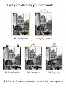 1幅无框巴黎女子阅读报纸摄影作品，复古黑白墙面艺术印刷品，法式咖啡馆美学海报，画廊品质照片，适用于客厅、宿舍，是送给巴黎爱好者的礼物 - 彩色 - 查看 6