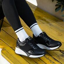 WEIDE Tenis Mujer - Zapatillas de Deporte para Mujeres - Zapatillas de Moda con Suela Alta, Comodidad y Estilo, Calzado Transpirable con Plantilla de Espuma, Perfectas para Actividades al Aire Uso Diario - Negro - Ver 3