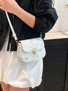 Bolso bandolera mini con bordado floral minimalista (patrón aleatorio) - Blanco - Ver 7