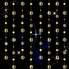 1条2.5米镜面圆形数字三角旗，适用于18/30/40/50/60岁生日派对、周年纪念、店铺开业、升旗仪式、横幅、派对装饰、背景幕布、墙面装饰 - 金色 - 查看 10