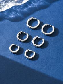 一对简约圈形耳环，925纯银材质，极简休闲女士耳环，高品质珠宝，节日及生日礼物，适合日常佩戴 - 車花切面菱形耳環 - 查看 8