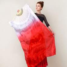 1把优雅白色肚皮舞扇，配有长竹穗，右手款，飘逸的丝带丝绸材质，适合派对、表演和文化活动。 - 彩色 - 查看 9