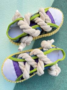 1 件装运动鞋形狗狗咀嚼玩具，带绳结和吱吱球 - 耐用牛津布咀嚼器，适合好斗的咀嚼者，互动吱吱叫声，适合幼犬/成年犬，室内外玩耍 - 彩色 - 查看 31