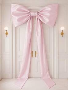 1pc Extra Large Elegant Satin Bow Decor - Giant Wedding, Birthday, Party Backdrop, Christmas Tree Ornament - Light Pink/Soft Pink/Lavender, No Electricity Required - Multicolor - View 1