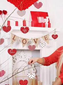16/8pcs Wooden Heart Shaped Decorations, Wooden Heart Shaped Signs, Wooden Crafts, Heart Shaped Hanging Ornaments, Suitable For Decorating Living Room, Bedroom, Staircase, Fireplace And Porch. Perfect For Valentine's Day, Mother's Day, Wedding, Anniversary And Home Decor. - Multicolor - View 6