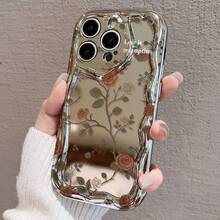 【おしゃれローズ柄】 17 Pro Max/16 Pro/15 Plus/14/13/12/11 対応 電鍍防摔ケース スタイリッシュ花柄デザイン 衝撃吸収 スクラッチ防止 高級感フィット 携帯保護 可愛いファッションアクセサリー 女性向け スマホカ - シルバー - チェックする 1