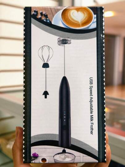 Espumador de leche eléctrico USB, batidor de café con 3 velocidades y accesorios intercambiables