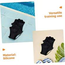 2 Pares De Aletas De para Natacin Guantes para Entrenamiento De Natacin Paletas para Dedos Equipo De Buceo para Adultos Equipo - Negro - Ver 4