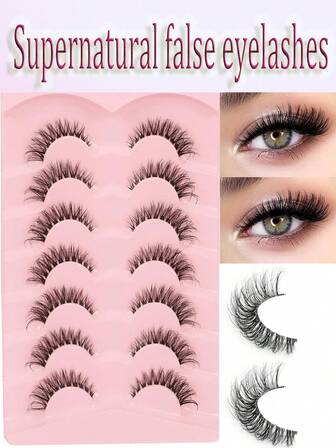7 Pairs 7-16mm Natural Criss-Cross Transparent False Eyelashes, Suitable For Parties And Festivals