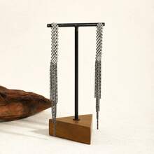 1 Pair Long Glittery Tassel Drop Earrings, Elegant Minimalist Dangle Earrings, Fashionable Chic Earrings