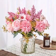 Lifelike Peony And Rose Fabric Flowers, Embellished With Hydrangeas And Artificial Simulated Flowers - Perfect For High-End Home And Garden Decoration, Wedding Decoration, Engagement, And An Excellent Gift For Festivals And Events. - Multicolor - View 6