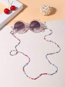 1 Pc Girl's 8-12Y Cat Shape Fashion Glasses And A Colorful Beaded Glasses Chain For Outdoor
