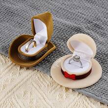 1pc Cute Velvet Jewelry Box, Jewelry Display Case For Rings, Earrings, Wedding Rings - Multicolor - View 3