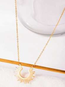 1入時尚向日葵光芒項鍊，簡約風格吊墜，適合日常佩戴