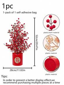 1 buc. Decorațiune artificială pentru ghiveci de flori de Anul Nou - Potrivită pentru decorarea camerei de zi, a pensiunii, a recepției hotelului pentru atmosfera de festival de Anul Nou, precum și pentru decorarea mesei în restaurantul familiei și în timpul petrecerii de sărbători.