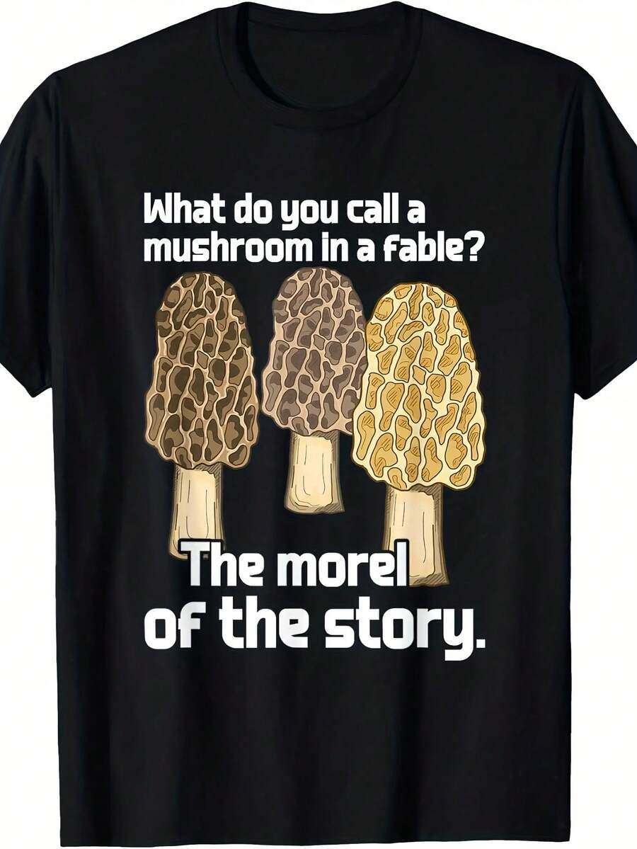 Camiseta de cazador de setas, micología, recolección de colmenillas 1 pieza Camiseta con estampado de letras de dibujos animados, 220g de algodón puro pesado 100% Camiseta gráfica unisex - Camiseta de algodón suave para uso diario con diseño de impresión genial para hombres y mujeres. - Negro 11 - Ver 1