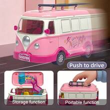 Portable Campervan Toy Set, Role-Playing Scene Dollhouse Mini House, Family Toy, Openable Miniature Campervan, Dollhouse, Role-Playing, Suitable For Girls Aged 3, 4, 5, And 6 As Gifts, Holiday Surprises, Growth Rewards, And Educational Toys. - Pink - View 9