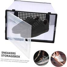 2piezas Transparent Shoe Storage Box Drawer - style Organizador De Zapatos Caja De Almacenamiento De Plstico Transparente Para Hogar y Dormitorio Proteccin Polvo y - 32X22X13CM + negro - Ver 3
