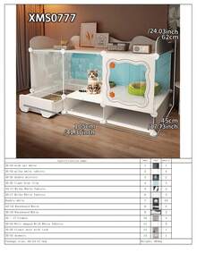 Cat Cage With Litter Box, Indoor Home Use 1 Bedroom 1 Bathroom Cat Villa, Small Footprint Cat Cabinet With Drawer Style Litter Tray - Multicolor - View 22