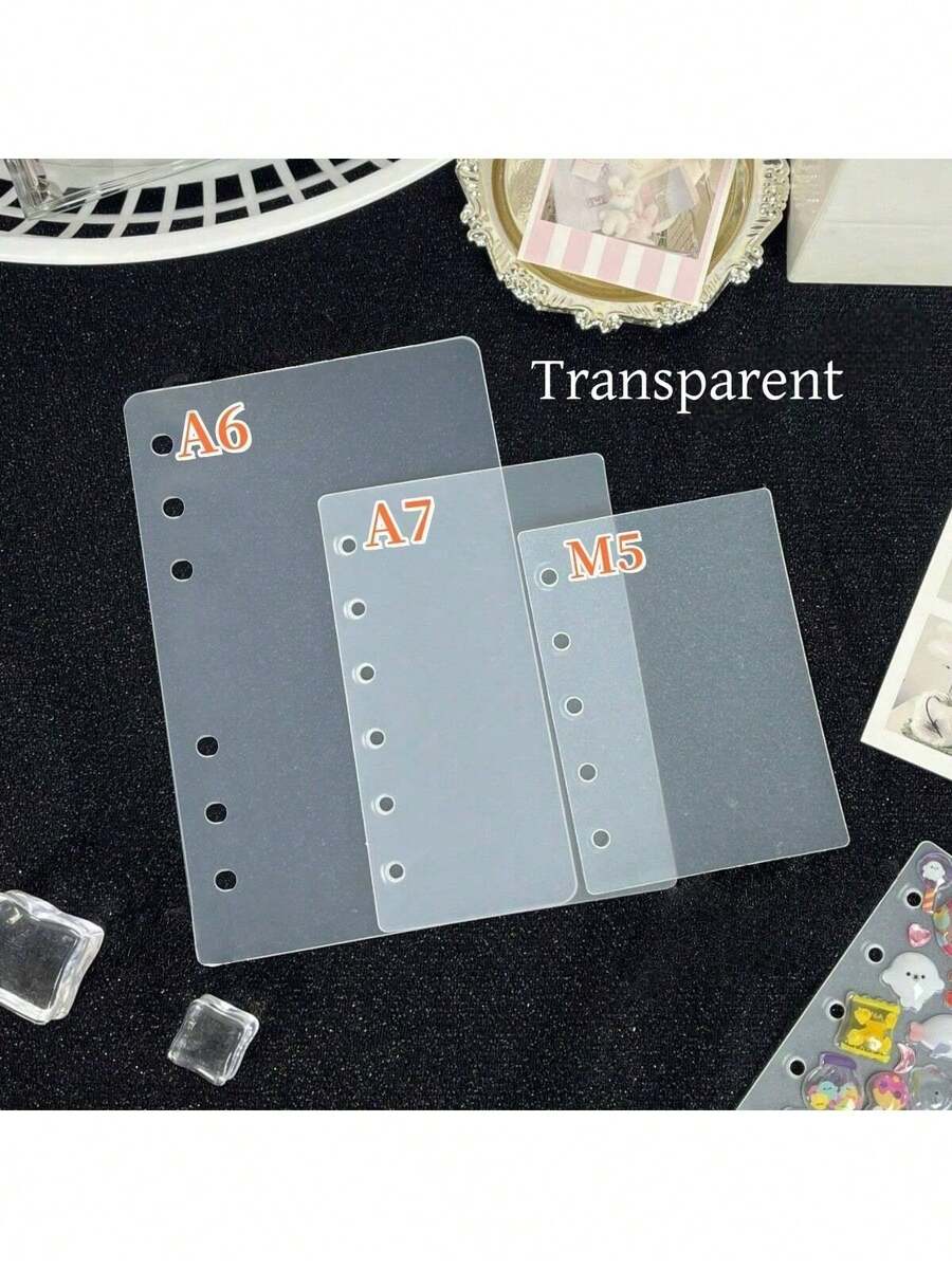 10pcs M5 A6 A7 A8 Transparent Matte Loose-Leaf Binder Inserts, Seal Book, Sticker Backing, Sticker Album, Cultural Stamp Pages, Stamp Pad Refill Pages, 3D Sticker Book Sticker Boards