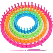 Set de Telares Circulares, Telares de Plástico con Aguja de Gancho y Pompom Bufanda Maker, para Bufandas, Gorros, Calcetines, Chales - 1 - Ver 9