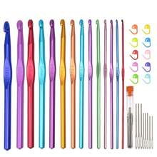 EDCUEBE7 2.0-10.0 Aluminum Alloy Crochet Hooks 14pcs/Set, Colorful Ergonomic Crochet Needles For Arthritis, Knitting, Yarn Crafting (Random Colors) - Multicolor - View 14