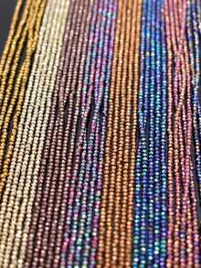 1 hebra de 210 piezas de cuentas de cristal facetadas de 1x2mm de color AB brillante, cuentas espaciadoras redondas de cristal para hacer joyas, hallazgos DIY, collares hechos a mano - Cuentas planas de 1x2 mm - Ver 5