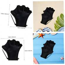 2 Pares De Aletas De para Natacin Guantes para Entrenamiento De Natacin Paletas para Dedos Equipo De Buceo para Adultos Equipo - Negro - Ver 1