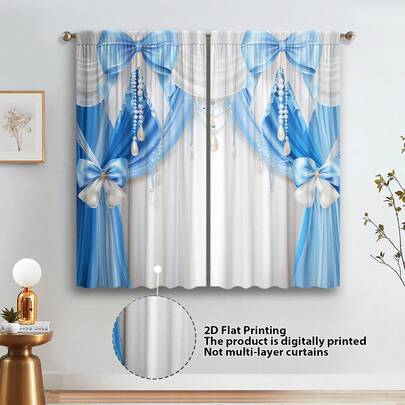 2pcs Luxury Golden Palace Style 3D Digital Print, Suitable For Bedroom, Living Room, Home And Room Decor (Rods Not Included)