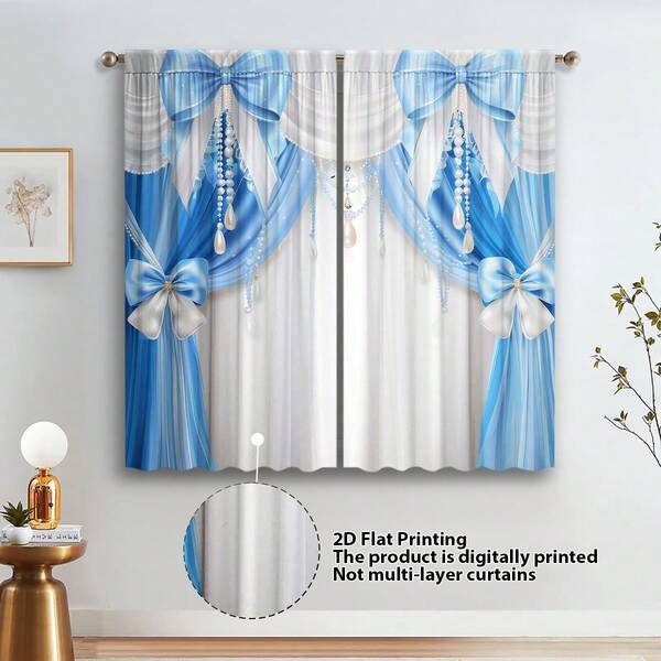 2pcs Luxury Golden Palace Style 3D Digital Print, Suitable For Bedroom, Living Room, Home And Room Decor (Rods Not Included)