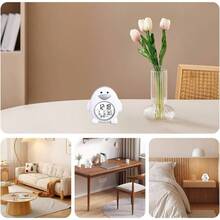 Reloj despertador de pingino, reloj despertador lindo, Reloj de escritorio de dibujos animados en forma de pingino - Reloj despertador digital silencioso, reloj para Ok para despertar con pantalla de - Blanco - Ver 5