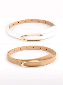 1/2/3/4条装简约时尚U型扣女士细腰带，优雅高端设计，适合搭配连衣裙，百搭休闲日常通勤腰带，亦可作为礼物赠送 - 彩色 - 查看 18