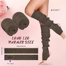 Long Leg Warmers Women 24 Inch Over Knee Knit Ribbed Leg Warmer Stirrup Yoga 80s Party Dance Ballet Supply - 均碼 + 卡其色 + 1 - 查看 5