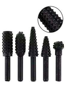 Wood Carving Rasp Drill Bits 1/4 Shank Rotary Files Woodworking Burrs Grinding Tool Cutting Engraving Deburring Shaping Grooving - Black - View 2