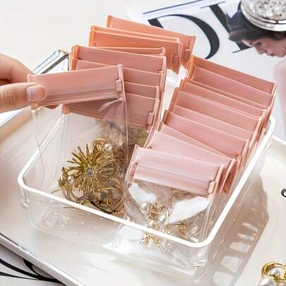 1/10pcs EVA Jewelry Storage Bags - Closed, Anti-Oxidation Bags For Earrings, Rings, Necklaces And Bracelets - Ideal Jewelry Organizer Bags For Travel | Pink Jewelry Bags | Secure Closure Bags, Jewelry Storage Bags, Anti-Oxidation Jewelry Pouches, Pink Earring, Ring, Necklace, Bracelet Display Sealed Bags, Jewelry Organizer Bags For Earrings, Rings, Necklaces And Bracelets - Suitable For Travel And Small Item Compartmentalization, Pink Storage Bags, Sealed Bags, Portable