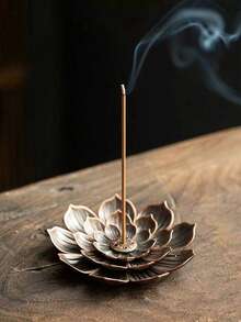 1pc Lotus Flower Incense Holder Set, Zen Style Incense Stick Holder, Sandalwood Incense Burner Tray - Online Fashion - Multi Scents - View 4