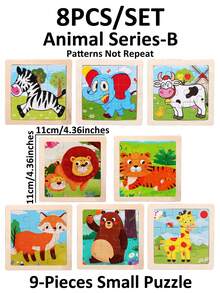 1/4/8/12/24/40片装儿童9片木制拼图玩具，完美的圣诞礼物，儿童拼图，幼儿园早教教具，适合所有年龄段自闭症儿童，理想的节日礼物