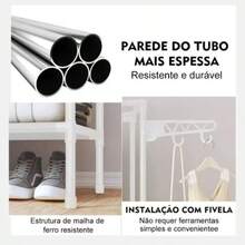 Portable Wardrobe Rack, Clothes Hanger, Shoe Rack, Multipurpose Organizer, 4-Compartment Cabinet - 黑色 - 查看 8