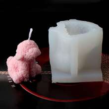 Molde de silicona con 4 estilos de oso, conejo y unicornio con textura de rosa para el Día de San Valentín - Herramienta duradera y de fácil desmoldeo para manualidades con velas, yeso, resina y arcilla como regalo del Día de San Valentín y decoración del hogar - Blanco - Ver 6