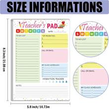 Teacher Notepad 5.5 X 8.3 Inch Checklist Daily Scheduler Sheets Tear-Off Daily To Do List Organizer Planner Sheets For Teachers Daily Tasks Notepad Appreciation 1 Pack - Multicolor - View 2
