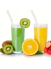 2/5/10 pièces Pailles en verre avec brosse de nettoyage, convient pour boire des boissons froides/chaudes, jus, lait, réunions de famille, vacances, cadeaux. Applicable pour la maison, la cuisine, le restaurant, le bar à musique, les fêtes, les anniversaires, les mariages - Multicolore - Voir 2